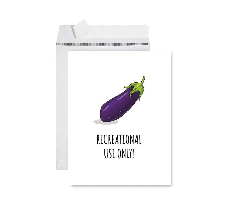Vasectomy Jumbo Card, Recreational Use Only Eggplant Design, Funny Rude Get Well Soon Greeting Card-Set of 1-Andaz Press-Eggplant-