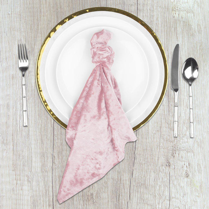 Velvet Napkins For Wedding Table Decorations, Reception Table Settings, Home Décor, High-Quality Catering Linens-Set of 10-Koyal Wholesale-Blush Pink-