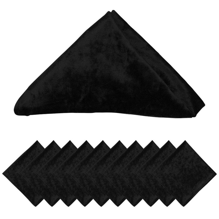 Velvet Napkins For Wedding Table Decorations, Reception Table Settings, Home Décor, High-Quality Catering Linens-Set of 10-Koyal Wholesale-Black-