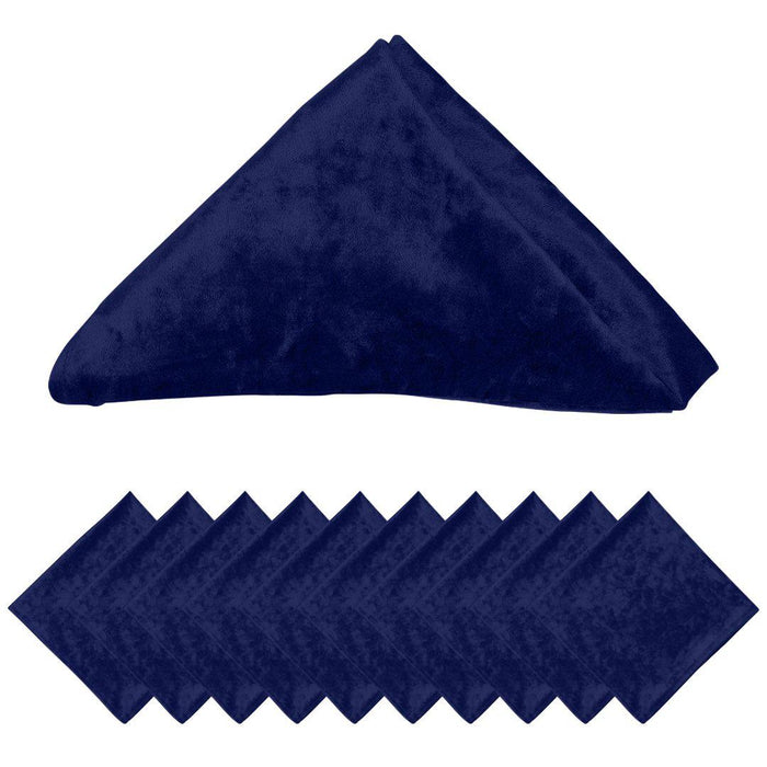 Velvet Napkins For Wedding Table Decorations, Reception Table Settings, Home Décor, High-Quality Catering Linens-Set of 10-Koyal Wholesale-Navy Blue-