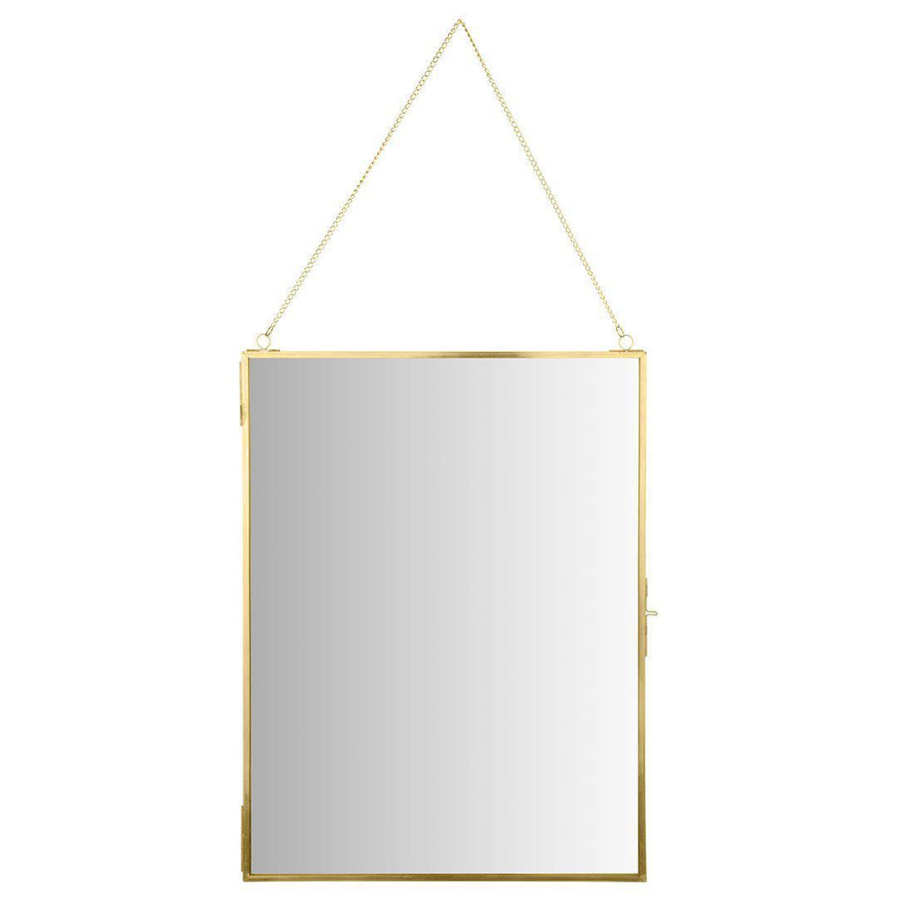 Vertical Rectangle Wall Photo Mirror With Chain-Set of 1-Koyal Wholesale-Gold-