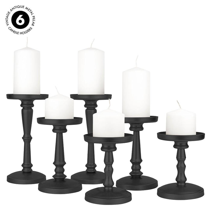 Vintage Antique Metal Pillar Candle Holders, Set of 6-Set of 6-Koyal Wholesale-Champagne Gold-