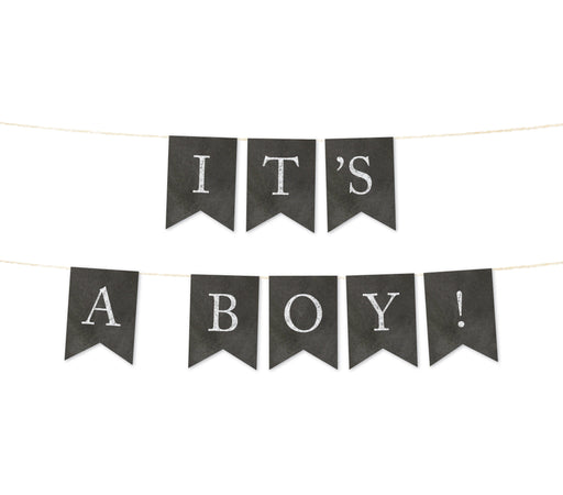 Vintage Chalkboard Baby Shower Pennant Party Banner-Set of 1-Andaz Press-It's A Girl!-