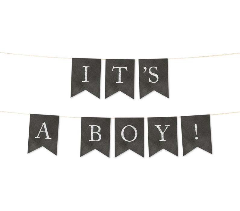 Vintage Chalkboard Baby Shower Pennant Party Banner-Set of 1-Andaz Press-It's A Girl!-