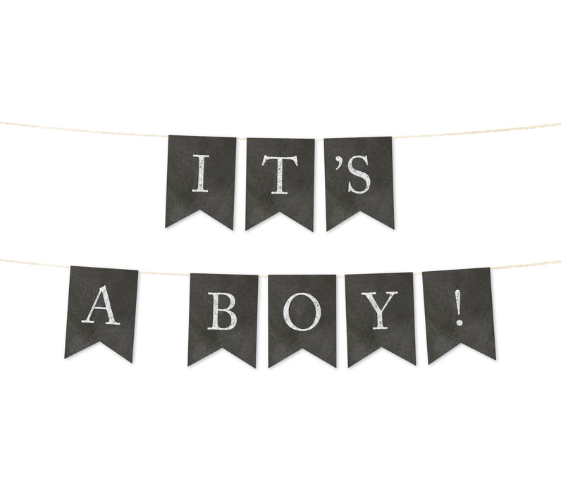 Vintage Chalkboard Baby Shower Pennant Party Banner-Set of 1-Andaz Press-It's A Boy!-