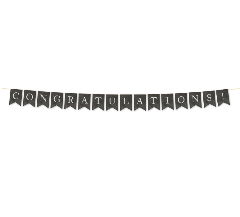Vintage Chalkboard Pennant Party Banner-Set of 1-Andaz Press-Congratulations!-