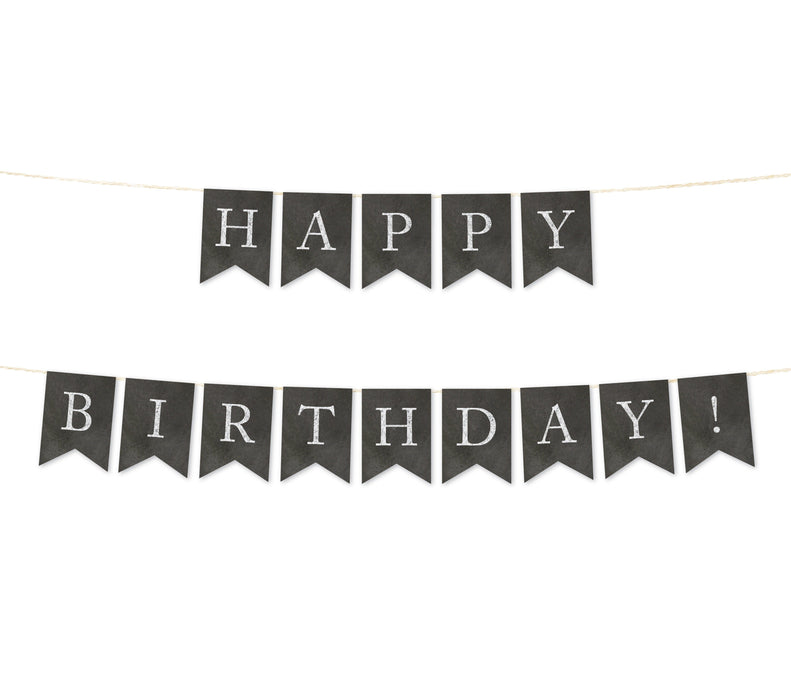 Vintage Chalkboard Pennant Party Banner-Set of 1-Andaz Press-Happy Birthday!-