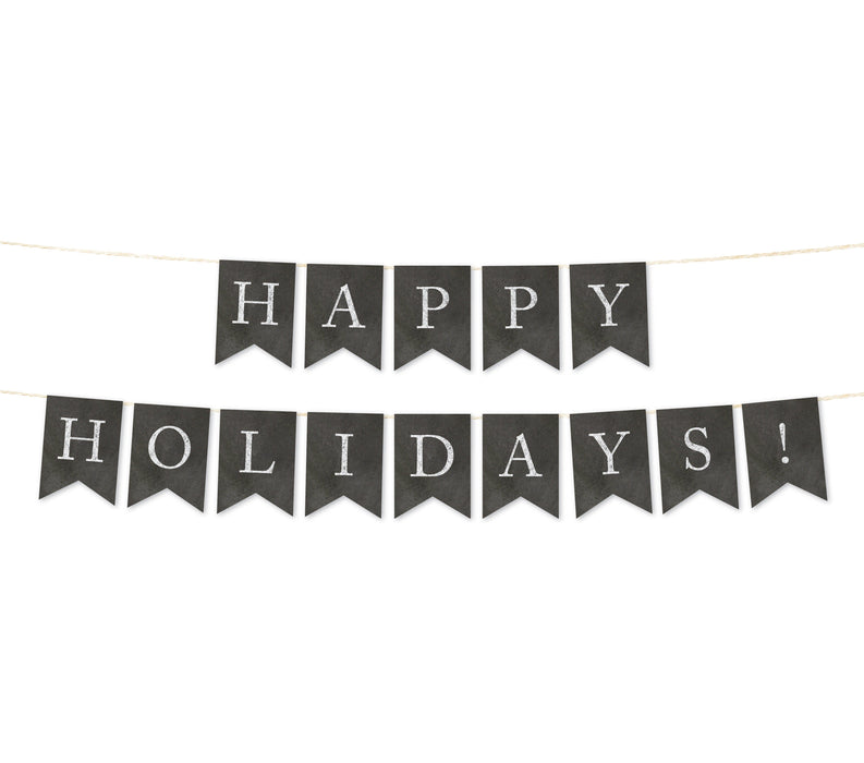 Vintage Chalkboard Pennant Party Banner-Set of 1-Andaz Press-Happy Holidays!-