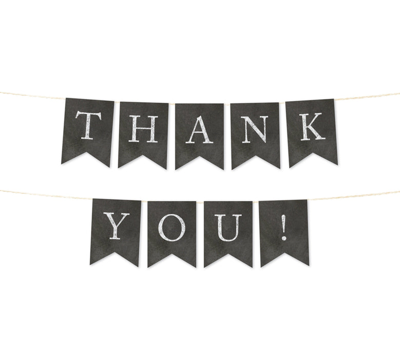 Vintage Chalkboard Pennant Party Banner-Set of 1-Andaz Press-Thank You!-