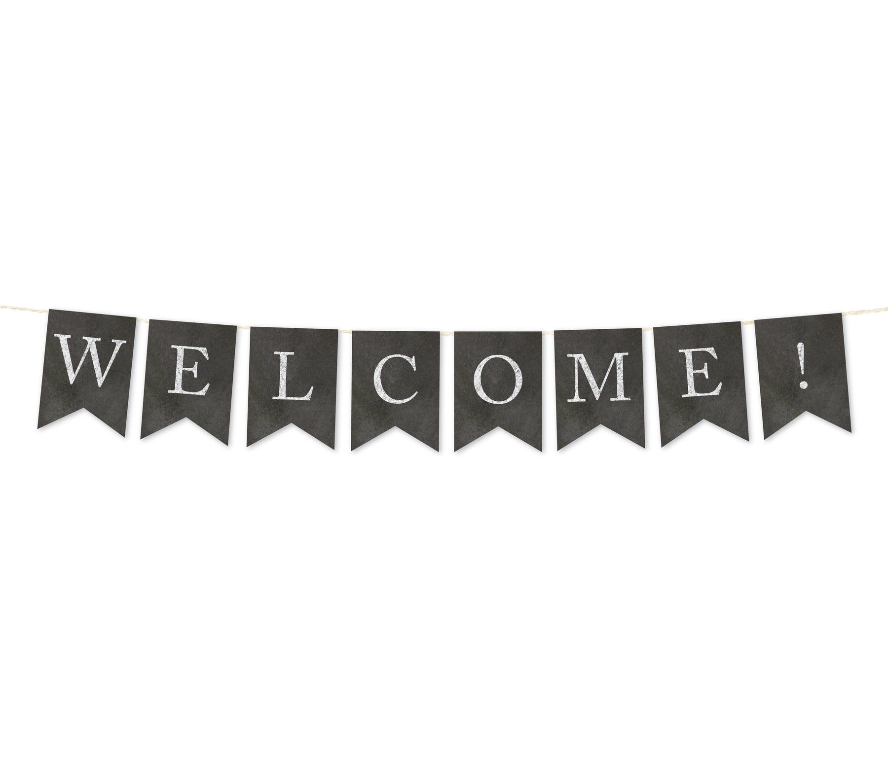 Vintage Chalkboard Pennant Party Banner-Set of 1-Andaz Press-Welcome!-