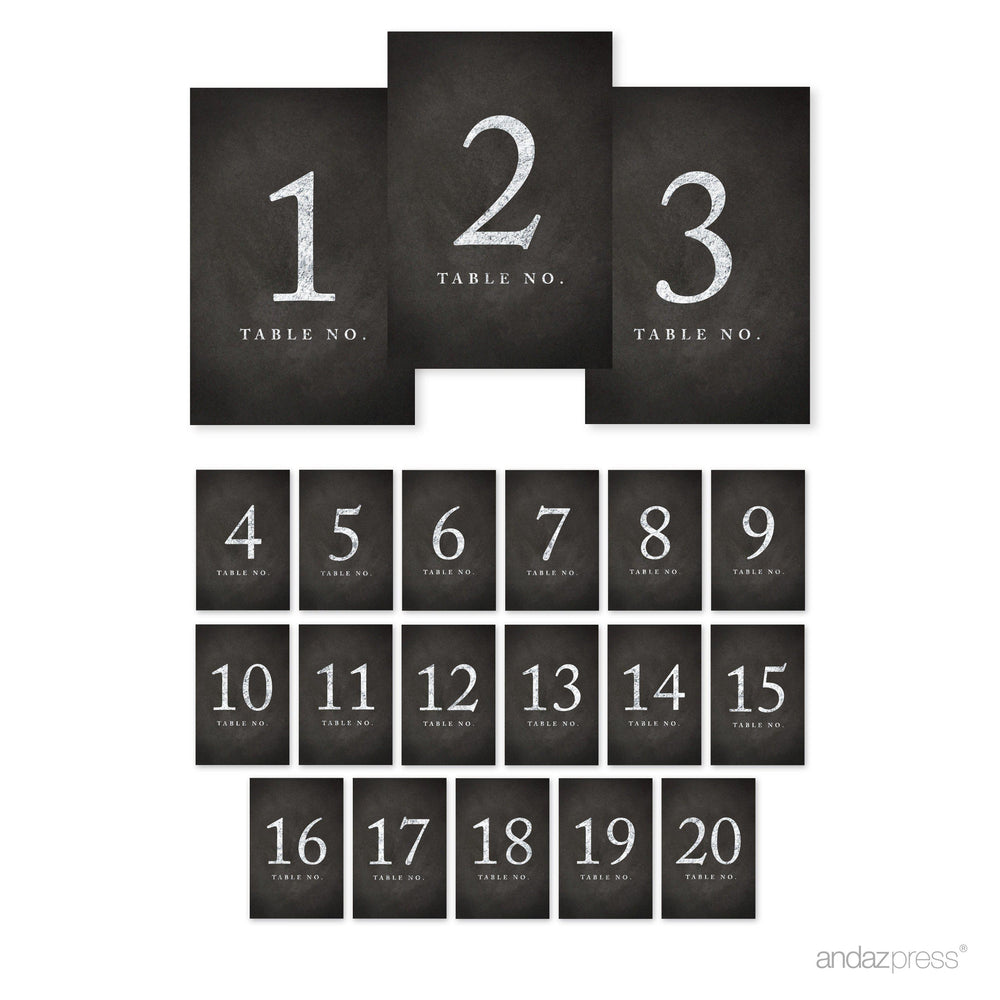 Vintage Chalkboard Table Numbers-Set of 20-Andaz Press-1-20-