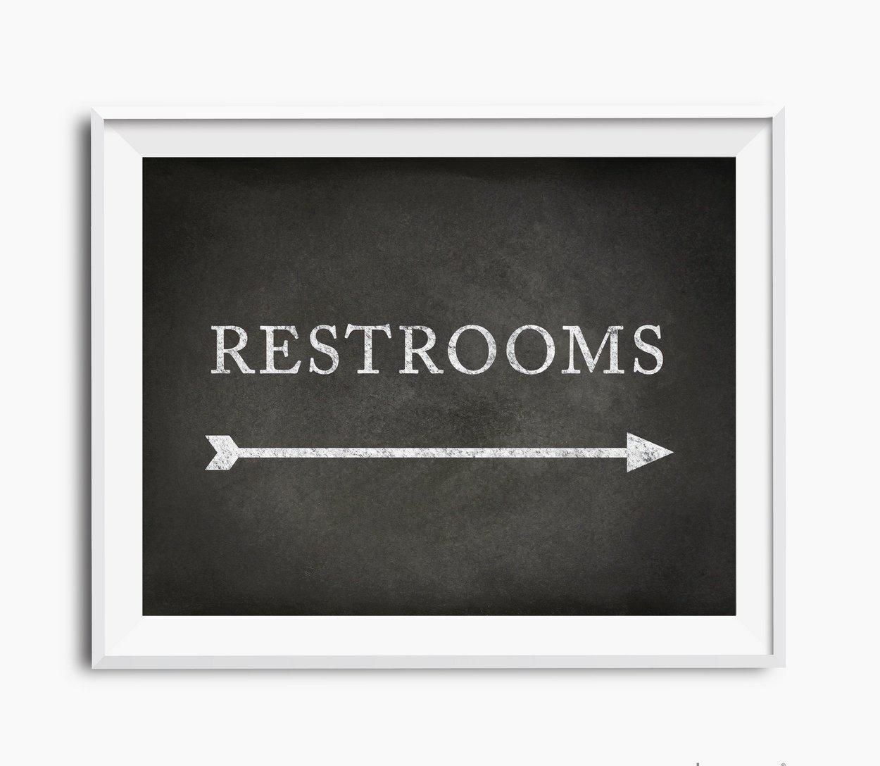 Vintage Chalkboard Wedding Directional Signs, Double-Sided Big Arrow-Set of 1-Andaz Press-Restrooms-