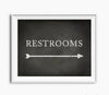 Vintage Chalkboard Wedding Directional Signs, Double-Sided Big Arrow-Set of 1-Andaz Press-Restrooms-