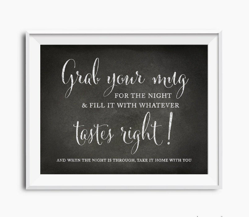 Vintage Chalkboard Wedding Favor Party Signs-Set of 1-Andaz Press-Grab Your Mug, Fill Whatever Tastes Right-