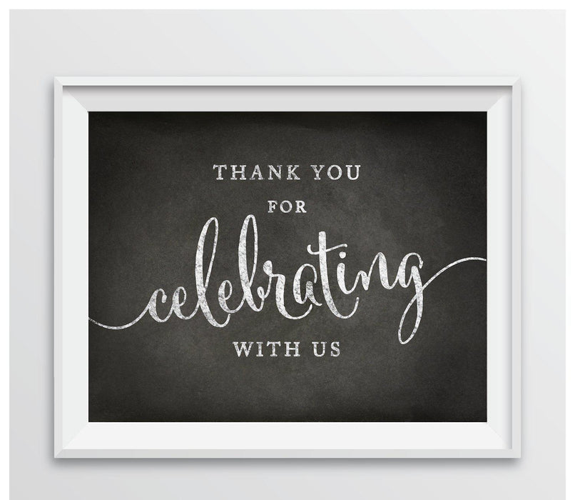 Vintage Chalkboard Wedding Favor Party Signs-Set of 1-Andaz Press-Thank You For Celebrating With Us-