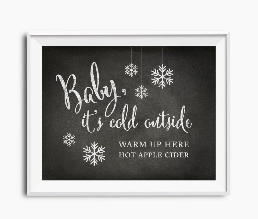 Vintage Chalkboard Wedding Party Signs-Set of 1-Andaz Press-Baby It's Cold Outside - Cider-