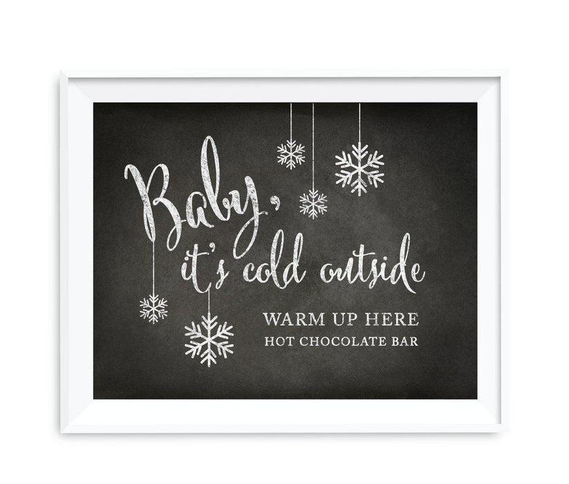 Vintage Chalkboard Wedding Party Signs-Set of 1-Andaz Press-Baby It's Cold Outside - Hot Chocolate-