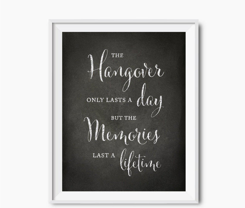 Vintage Chalkboard Wedding Party Signs-Set of 1-Andaz Press-Hangover Day, Lifetime Memories-