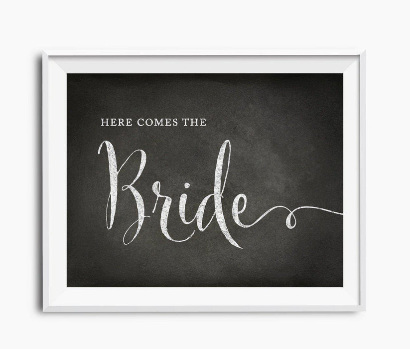 Vintage Chalkboard Wedding Party Signs-Set of 1-Andaz Press-Here Comes The Bride-