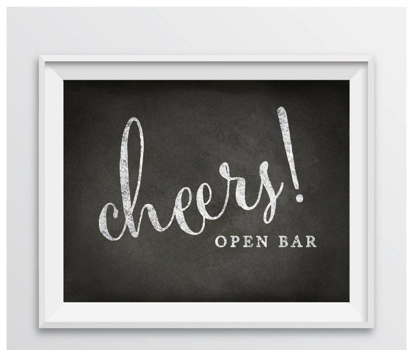 Vintage Chalkboard Wedding Party Signs-Set of 1-Andaz Press-Open Bar Cheers!-