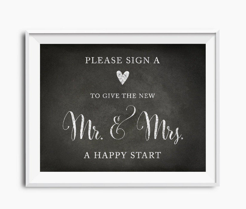 Vintage Chalkboard Wedding Party Signs-Set of 1-Andaz Press-Sign Heart, Give Couple A Happy Start-
