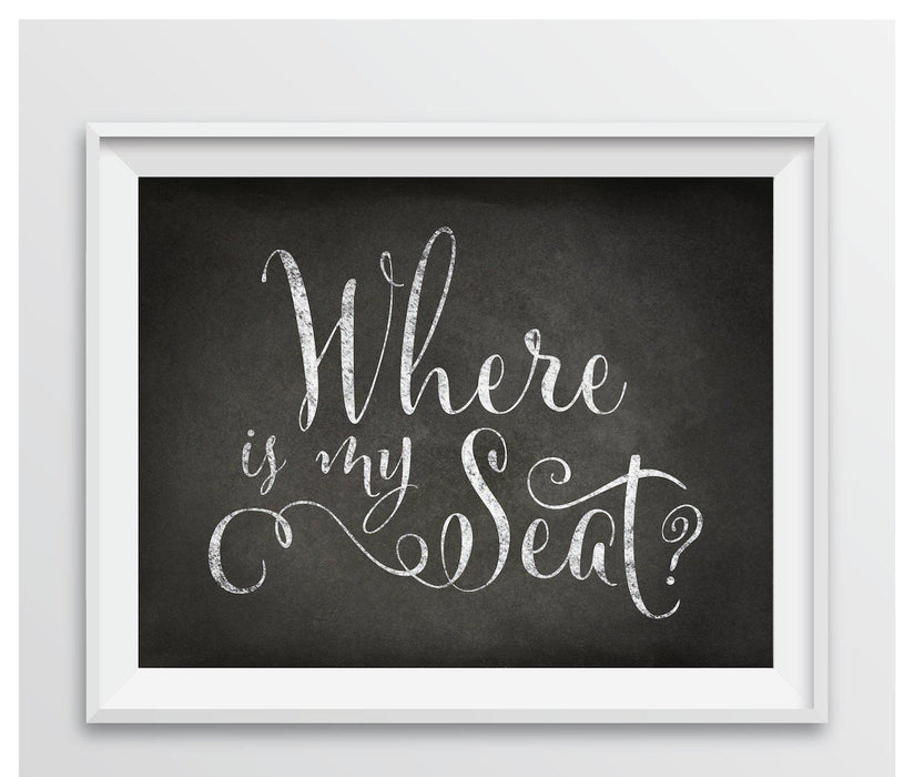 Vintage Chalkboard Wedding Party Signs-Set of 1-Andaz Press-Where Is My Seat?-