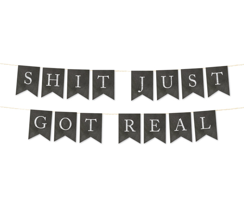 Vintage Chalkboard Wedding Pennant Party Banner-Set of 1-Andaz Press-Mr. & Mrs.-