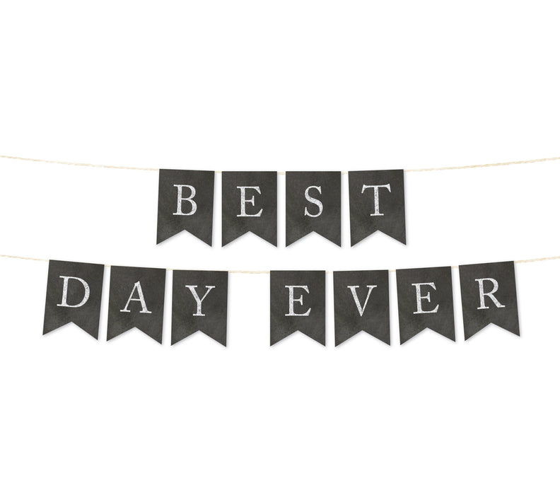 Vintage Chalkboard Wedding Pennant Party Banner-Set of 1-Andaz Press-Best Day Ever-
