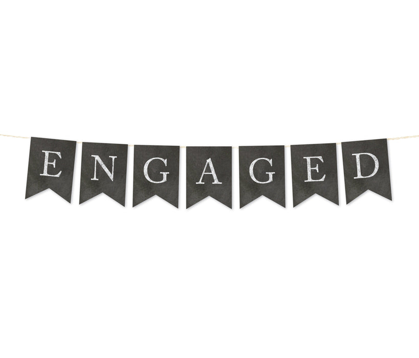Vintage Chalkboard Wedding Pennant Party Banner-Set of 1-Andaz Press-Engaged-