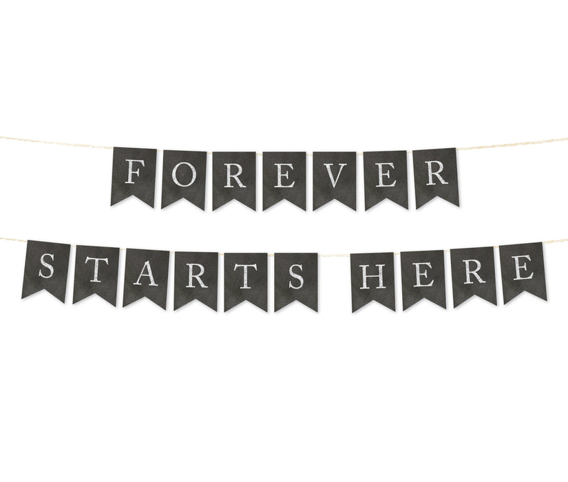 Vintage Chalkboard Wedding Pennant Party Banner-Set of 1-Andaz Press-Forever Starts Here-
