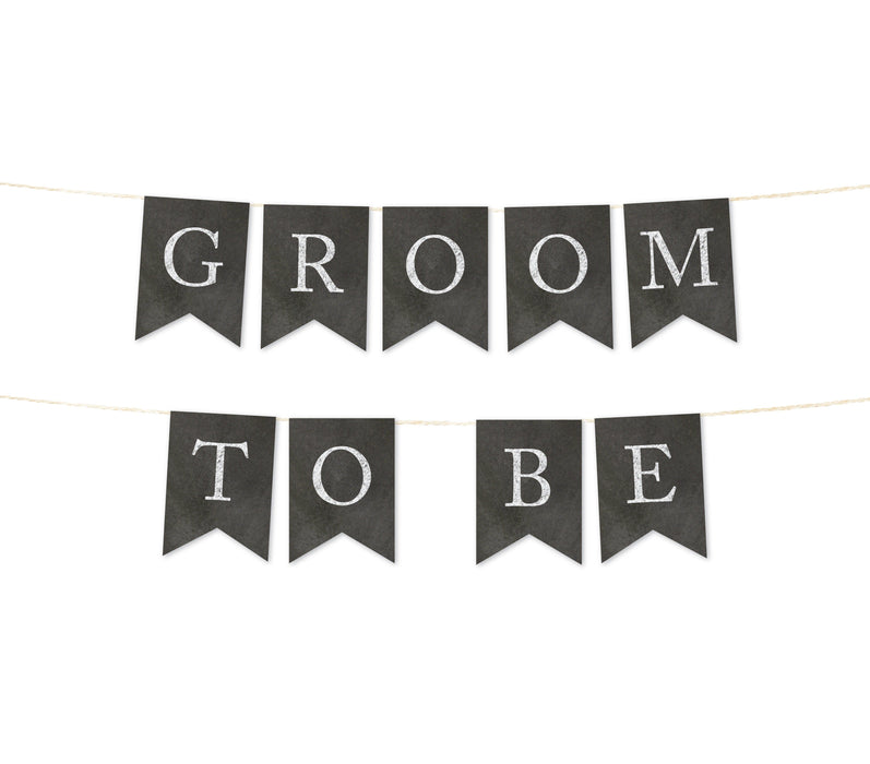 Vintage Chalkboard Wedding Pennant Party Banner-Set of 1-Andaz Press-Groom To Be-