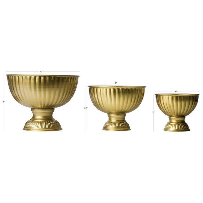 Vintage Gold Flower Compote Vase Pedestal Bowl Centerpiece-Set of 1-Koyal Wholesale-6.25" x 8"-