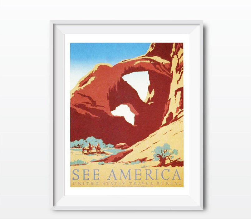 Vintage Government Wall Art, Works Project Administration-Set of 1-Andaz Press-See America US Travel Bureau-