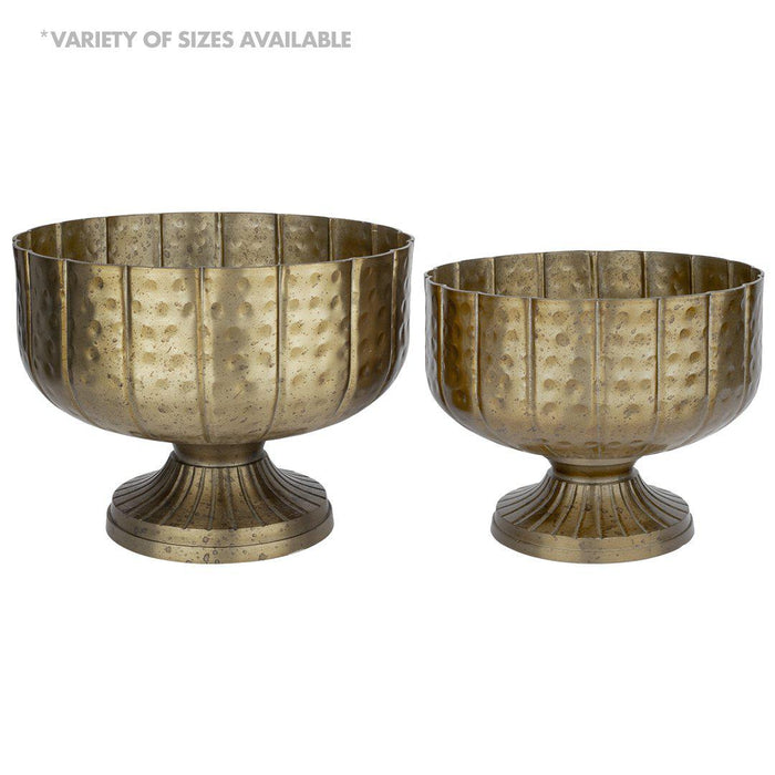 Vintage Metal Compote Bowls Ideal for Table Centerpiece, Weddings, Events, Home Decor Pedestal Bowl Vase-Set of 1-Koyal Wholesale-Bronze-9.5" x 7"-