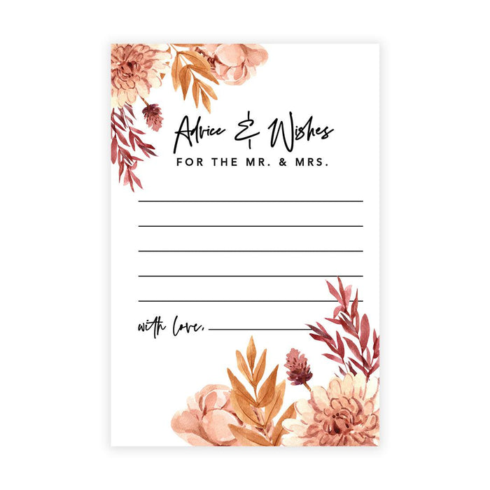 Wedding Advice & Well Wishes Guest Book Cards for Bride and Groom Design 1-Set of 56-Andaz Press-Autumn Dried Florals-