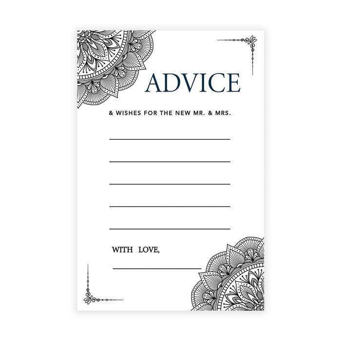 Wedding Advice & Well Wishes Guest Book Cards for Bride and Groom Design 1-Set of 56-Andaz Press-Black Elegant Ornate-