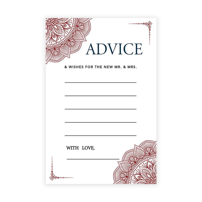 Wedding Advice & Well Wishes Guest Book Cards for Bride and Groom Design 1-Set of 56-Andaz Press-Burgundy Elegant Ornate-