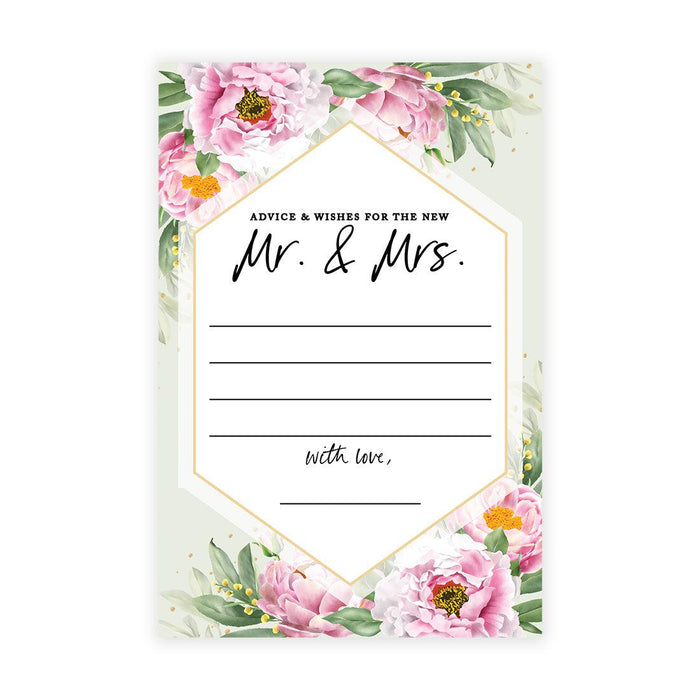 Wedding Advice & Well Wishes Guest Book Cards for Bride and Groom Design 1-Set of 56-Andaz Press-Classic Peonies-