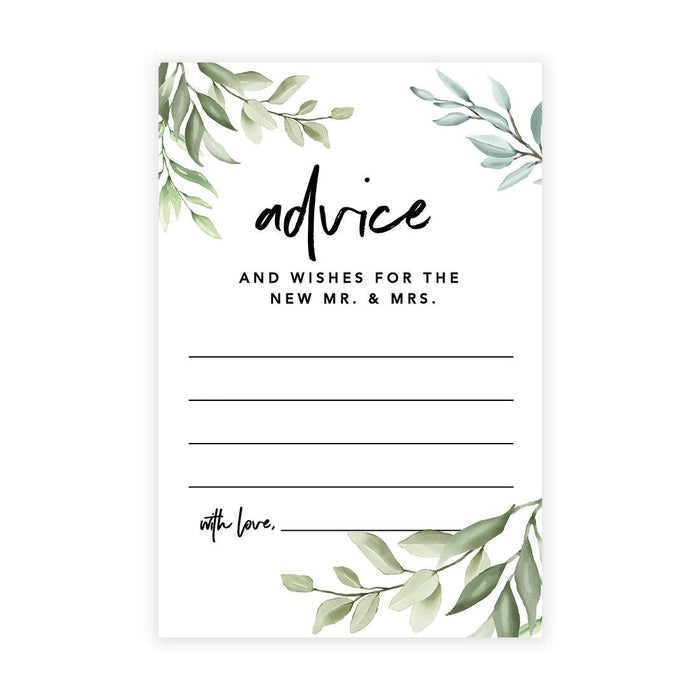 Wedding Advice & Well Wishes Guest Book Cards for Bride and Groom Design 1-Set of 56-Andaz Press-Greenery-