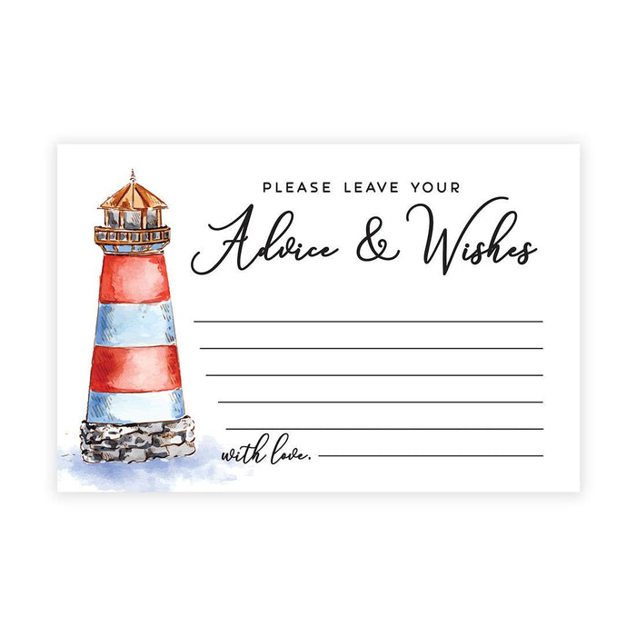 Wedding Advice & Well Wishes Guest Book Cards for Bride and Groom Design 1-Set of 56-Andaz Press-Nautical Lighthouse-