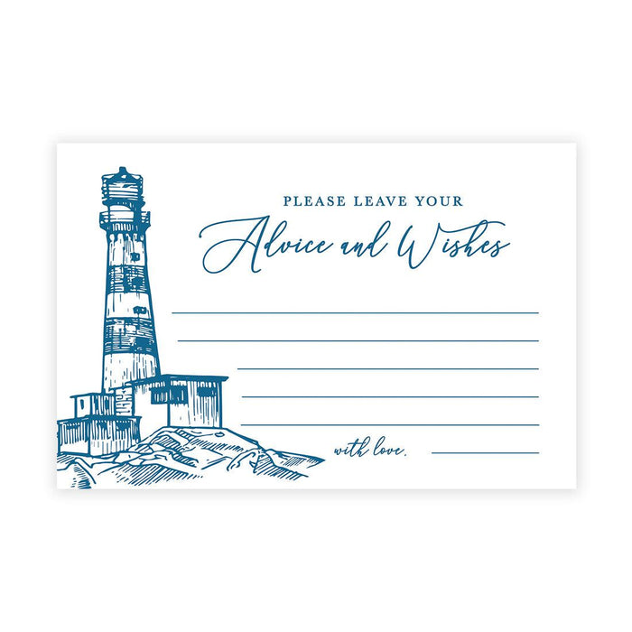 Wedding Advice & Well Wishes Guest Book Cards for Bride and Groom Design 1-Set of 56-Andaz Press-Nautical Lighthouse Line Drawing-