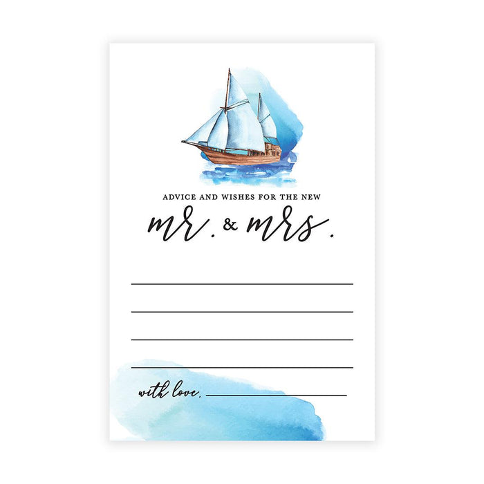 Wedding Advice & Well Wishes Guest Book Cards for Bride and Groom Design 1-Set of 56-Andaz Press-Nautical Sailboat-