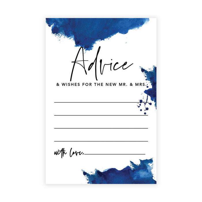 Wedding Advice & Well Wishes Guest Book Cards for Bride and Groom Design 1-Set of 56-Andaz Press-Ombre Blue Watercolor-
