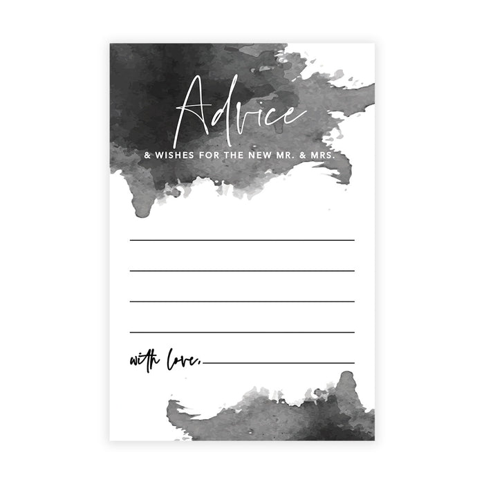 Wedding Advice & Well Wishes Guest Book Cards for Bride and Groom Design 1-Set of 56-Andaz Press-Ombre Gray Watercolor-