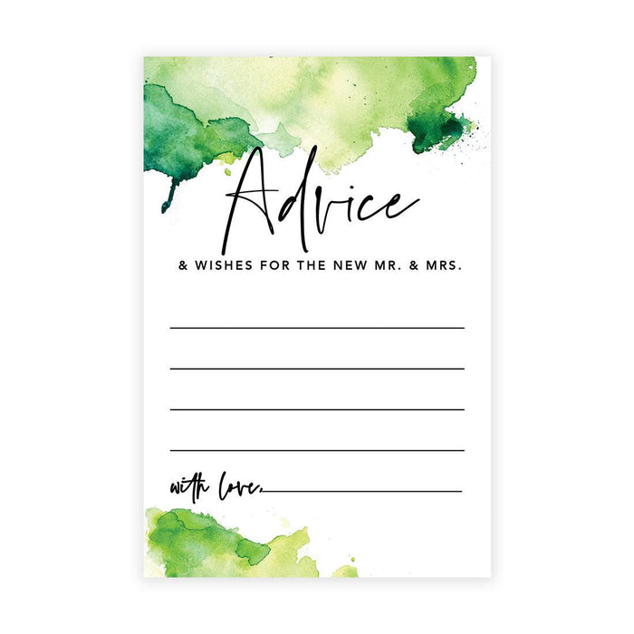 Wedding Advice & Well Wishes Guest Book Cards for Bride and Groom Design 1-Set of 56-Andaz Press-Ombre Green Watercolor-