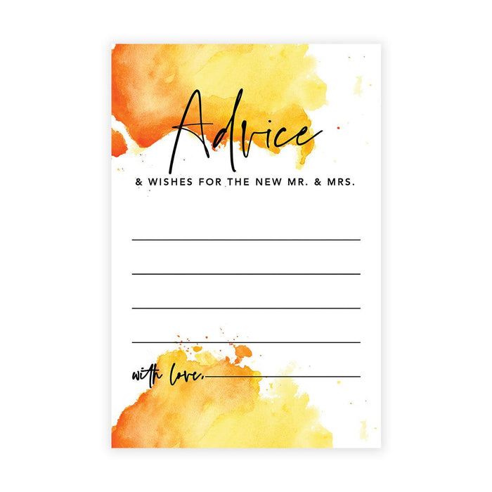 Wedding Advice & Well Wishes Guest Book Cards for Bride and Groom Design 1-Set of 56-Andaz Press-Ombre Orange Watercolor-