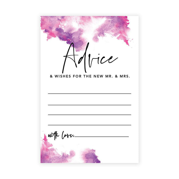 Wedding Advice & Well Wishes Guest Book Cards for Bride and Groom Design 1-Set of 56-Andaz Press-Ombre Pink Purple Watercolor-