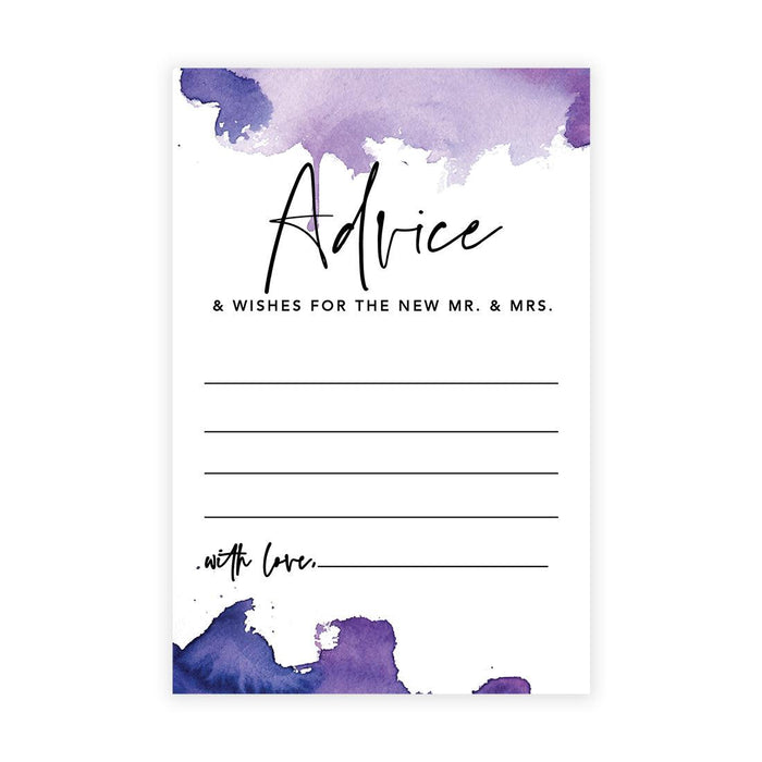 Wedding Advice & Well Wishes Guest Book Cards for Bride and Groom Design 1-Set of 56-Andaz Press-Ombre Purple Watercolor-