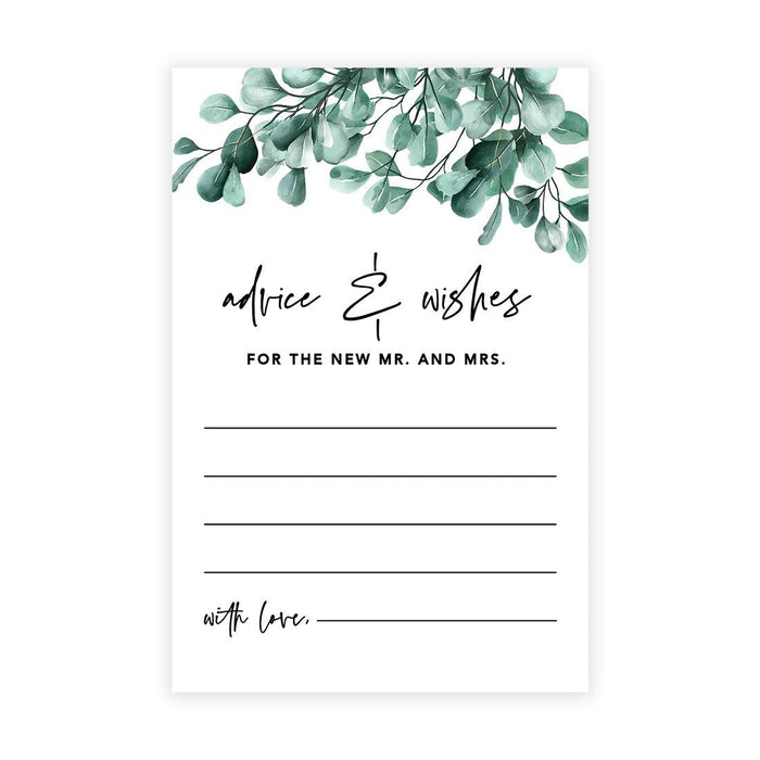 Wedding Advice & Well Wishes Guest Book Cards for Bride and Groom Design 1-Set of 56-Andaz Press-Silver Dollar Eucalyptus-