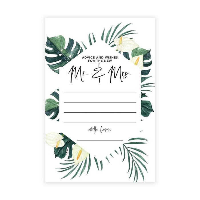 Wedding Advice & Well Wishes Guest Book Cards for Bride and Groom Design 1-Set of 56-Andaz Press-Tropical Geometric Monstera Palms-
